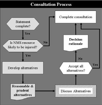 3.0 THE CONSULTATION PROCESS 3.1 INITIATING THE NMSA CONSULTATION PROCESS The NMSA consultation process begins once the Federal action agency submits the sanctuary resource statement.