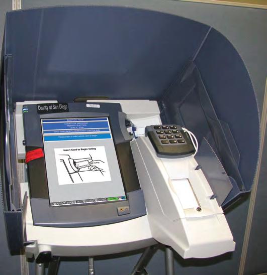 SET UP THE TOUCHSCREEN 1. Close and lock printer cover (A). 2. Ensure that door on side of touchscreen covering the red power button is closed and locked. Place key in Official Ballot Pouch. 3.