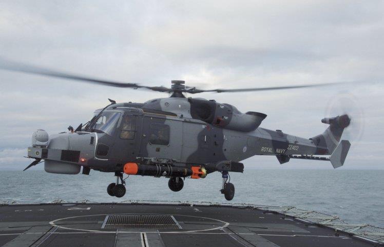 The Royal Malaysian Navy is said to have begun initial evaluations of the AW159, seen here in Royal Navy livery, for its anti-submarine warfare helicopter requirement.