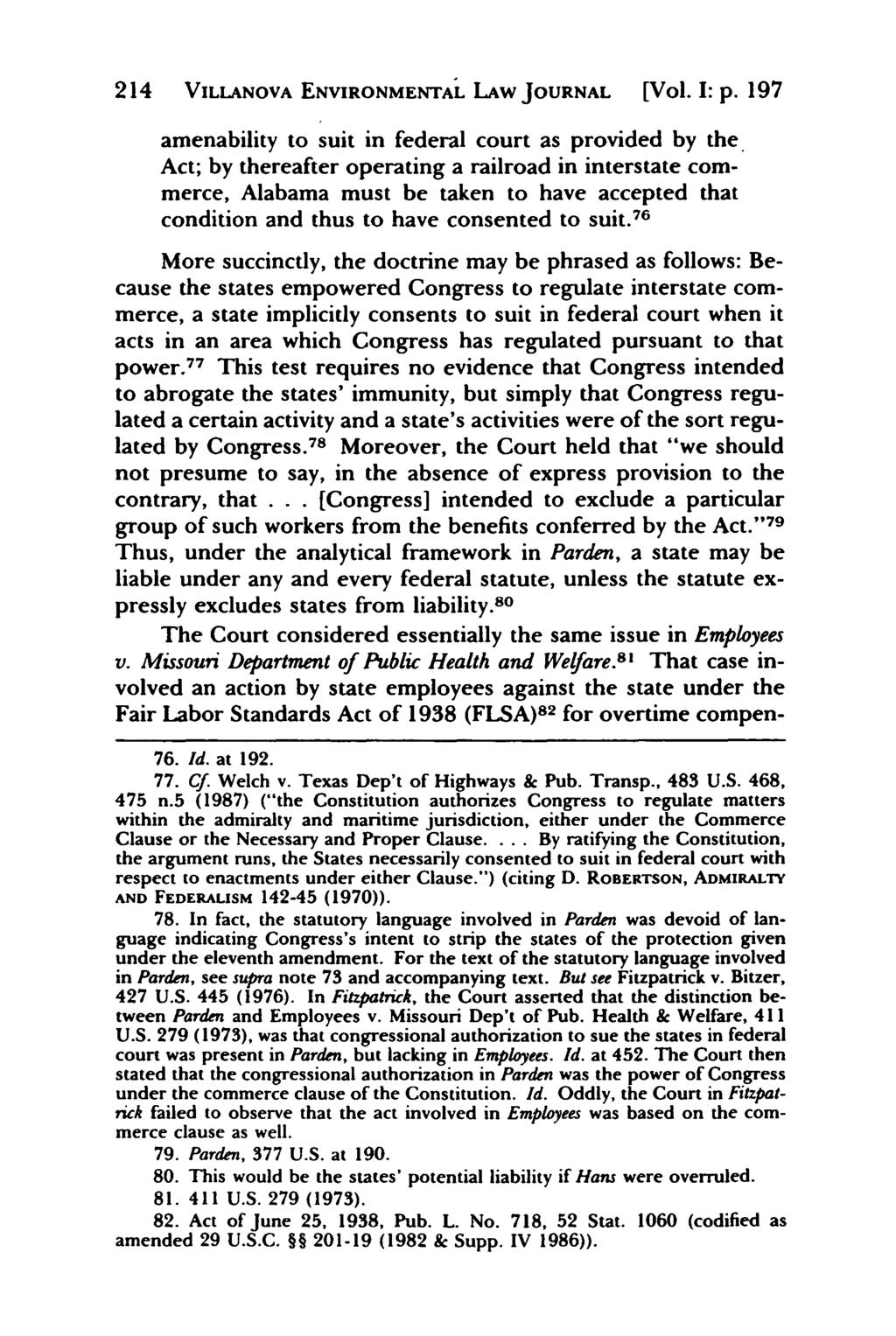 Villanova Environmental Law Journal, Vol. 1, Iss. 1 [1991], Art. 6 214 VILLANOVA ENVIRONMENTAL LAW JOURNAL [Vol. I: p.