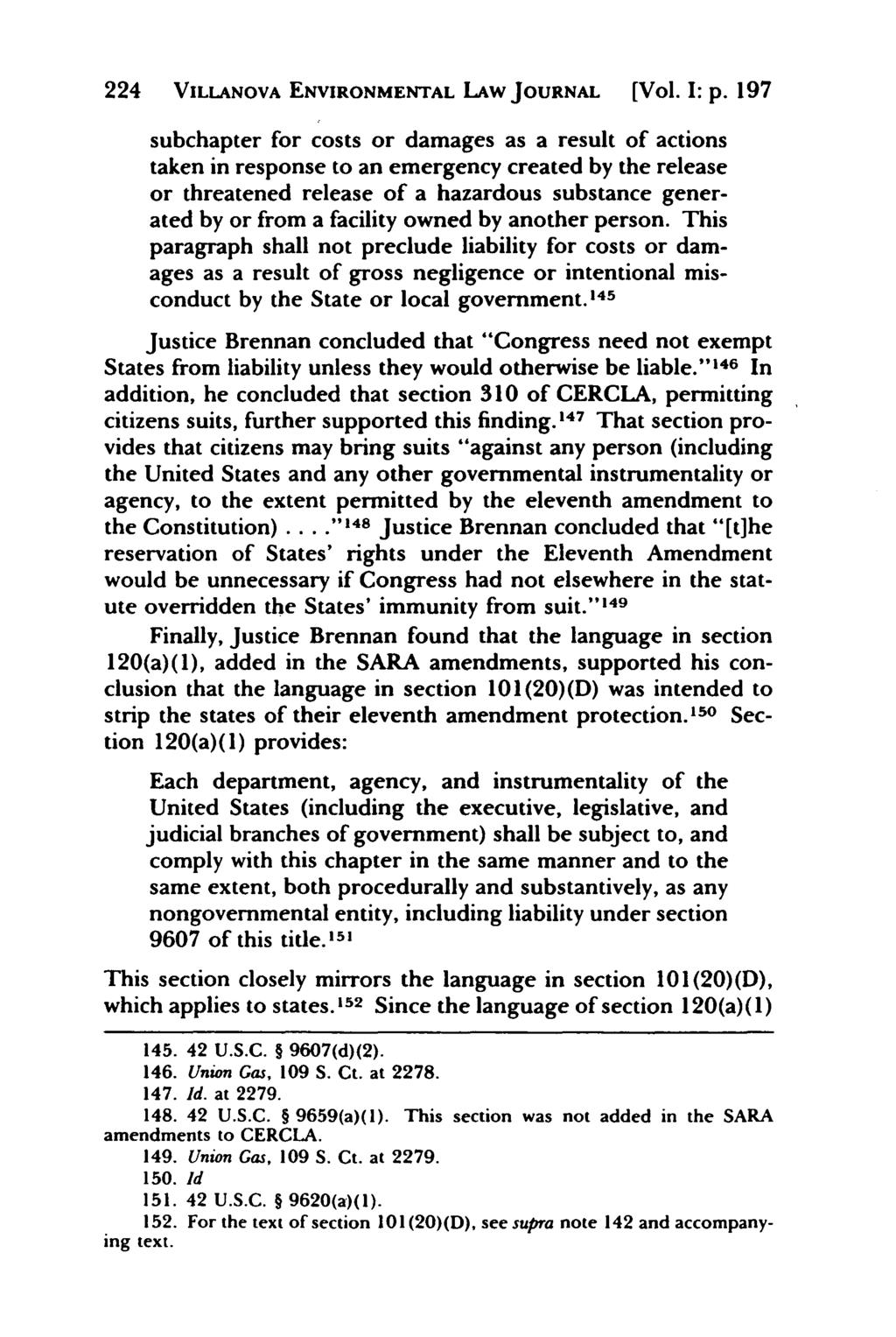Villanova Environmental Law Journal, Vol. 1, Iss. 1 [1991], Art. 6 224 VILLANOVA ENVIRONMENTAL LAW JOURNAL [Vol. I: p.