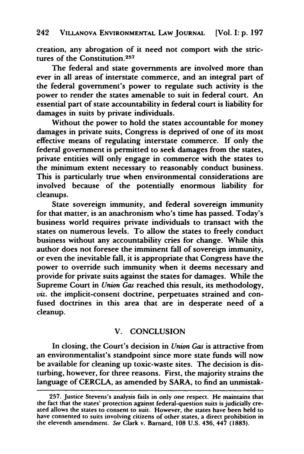 Villanova Environmental Law Journal, Vol. 1, Iss. 1 [1991], Art. 6 242 VILLANOVA ENVIRONMENTAL LAW JOURNAL [Vol. I: p.