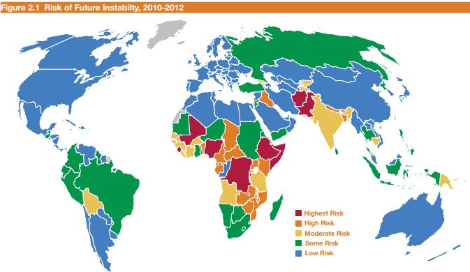 RISK OF FUTURE POLITICAL CRISIS 2010-12 SOURCE: UNIVERSITY OF MARYLAND CENTER