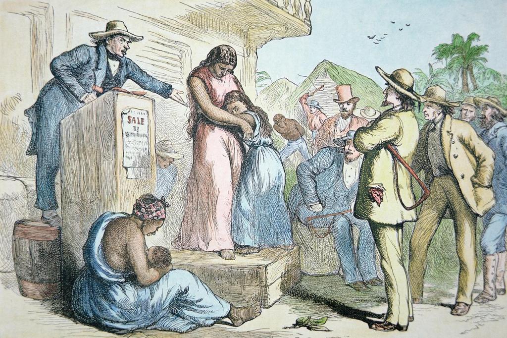 A slave auction in the Deep South, c.