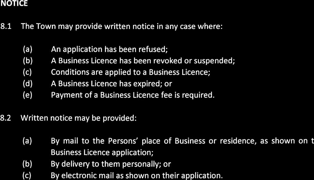4 There shall be no refund of Business Licence fees. 7.