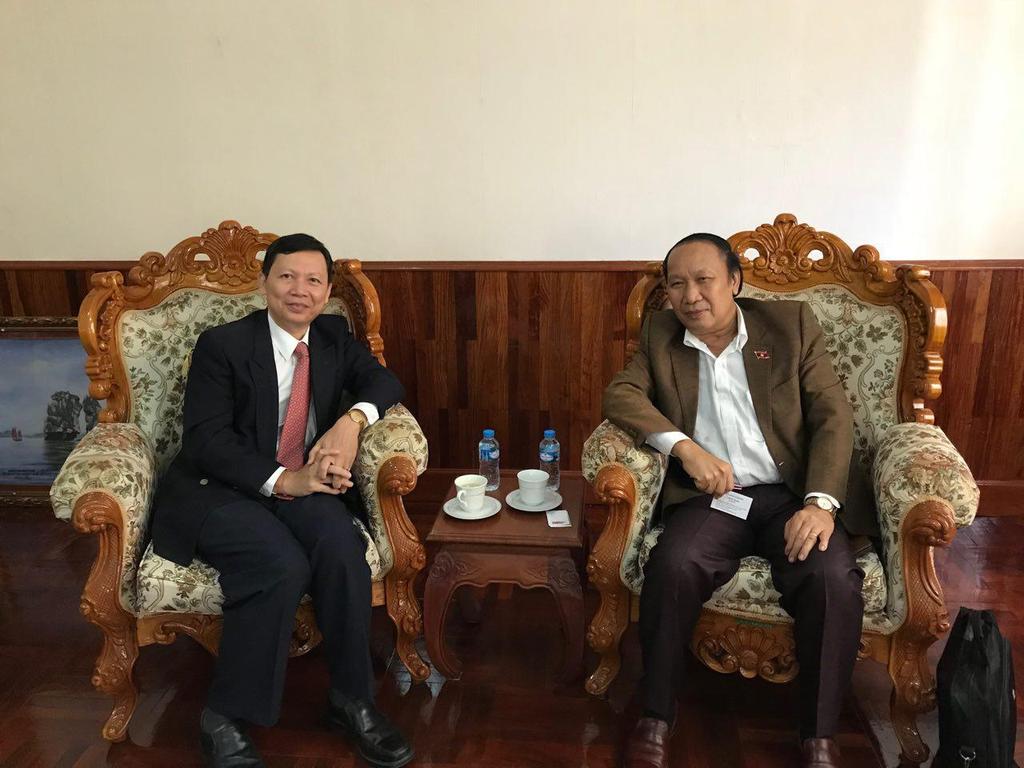 H.E CHENG Manith, Ambassador of the Kingdom of Cambodia to Lao PDR met with H.E Bounkhoung Khambouheung, Vice Minister of the Ministry of Agriculture and Forestry of Lao PDR H.
