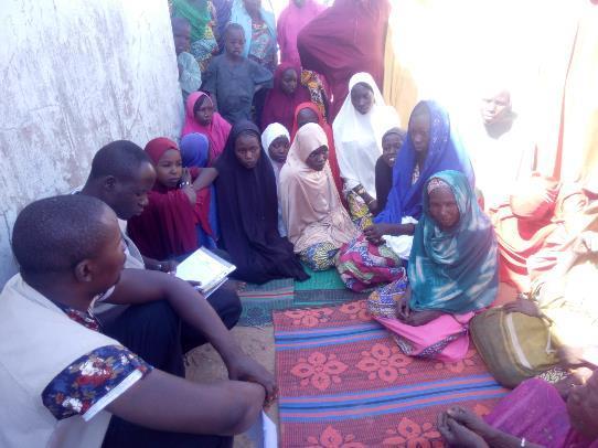 Picture 2: FGD conducted with the new at Boarding Primary school Gajiram Household Coping Strategies In most of the households, adults have reduced and scaled down the quantity and the number of