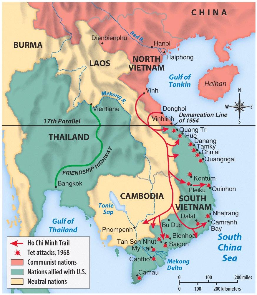 The Tet Offensive I. In 1968, the Vietcong launched the Tet Offensive against U.S. forces in Vietnam A. North Vietnamese launched a large scale attack on major S. Vietnamese cities and U.S. military bases II.