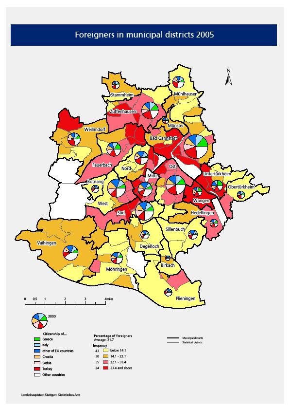 Housing and Integration in the City of Stuttgart, Germany 87 Map 12: Foreigners in Stuttgart s Municipal Districts, 2005 Source: Landeshauptstadt Stuttgart, Statistisches Amt. accommodation.