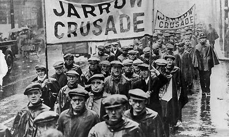 This picture is of the Jarrow Crusade of 1936 which was made up of hundreds of people who marched from a small town named Jarrow to London do protest against unemployment.