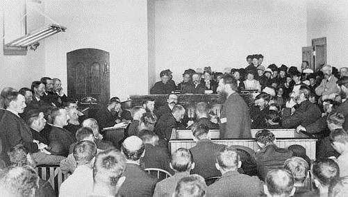 The North-West Rebellions-1885 Photograph of the trial of Louis Riel- 1885 Source: