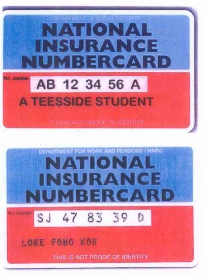 National Insurance Cards Remember the acronym O MRS C Genuine NINO cards