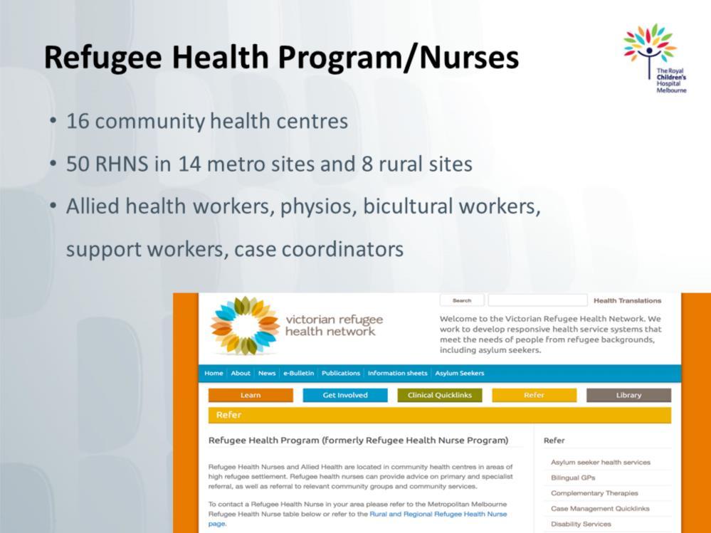 RHNs located in 16 community Health centres.