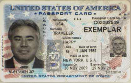 Passport Card (Front) A.