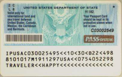 Passport Card (Back) Card