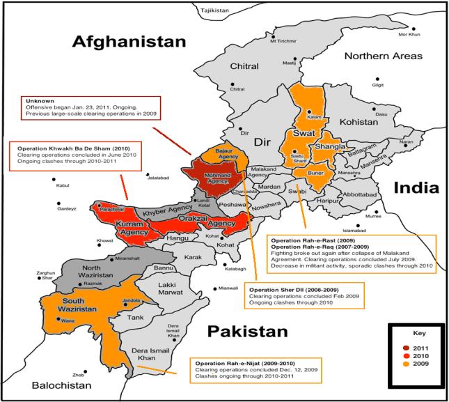 Major Offensives in the FATA and KPK: 2008-2011 Source: Varun Vira, Pakistan: