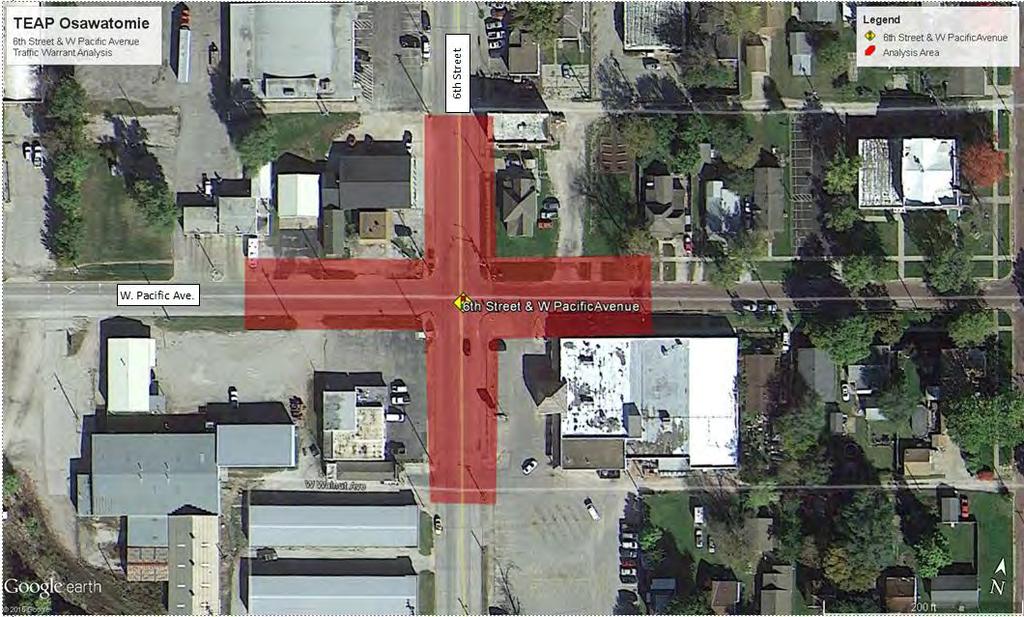KDOT Traffic Engineering Assistance Progam City of Osawatomie, 6th Street & W Pacific Avenue, Traffic Signal Warrants Figure 1 - Overview of Study Area (6th St. & W. Pacific Ave.) 2.