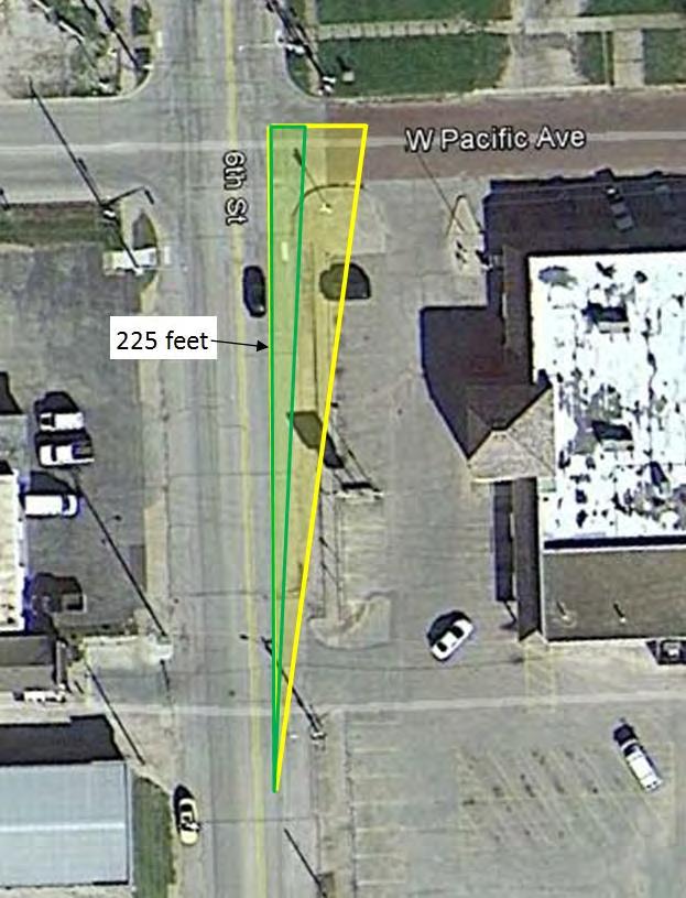 KDOT Traffic Engineering Assistance Progam City of Osawatomie, 6th Street & W Pacific Avenue, Traffic Signal Warrants Figure 11 - Approximate Recommended Intersection Sight Distance for Westbound