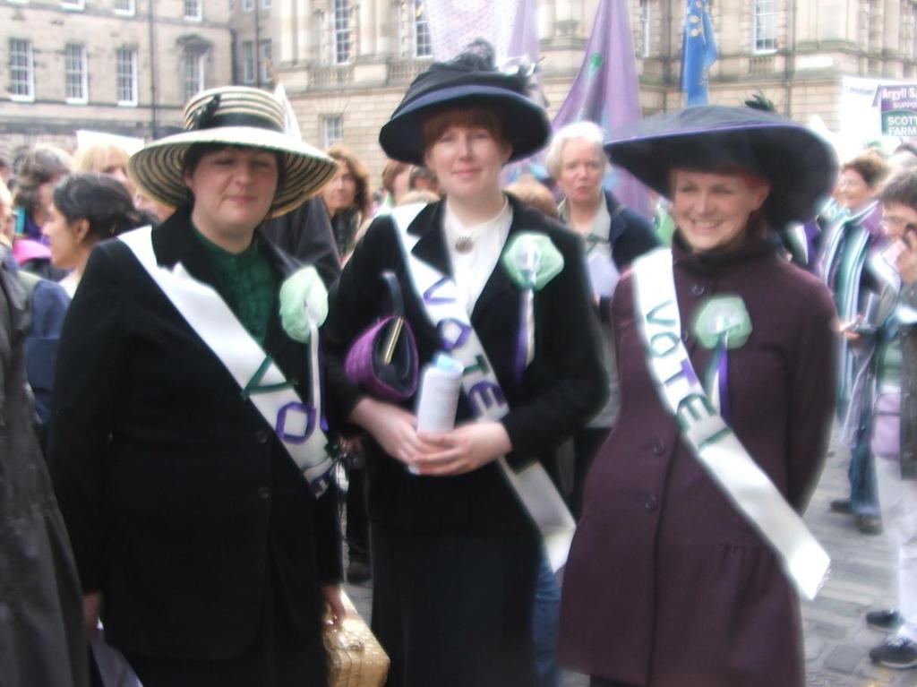 Many participants dressed in the style of the women s suffrage campaigners of