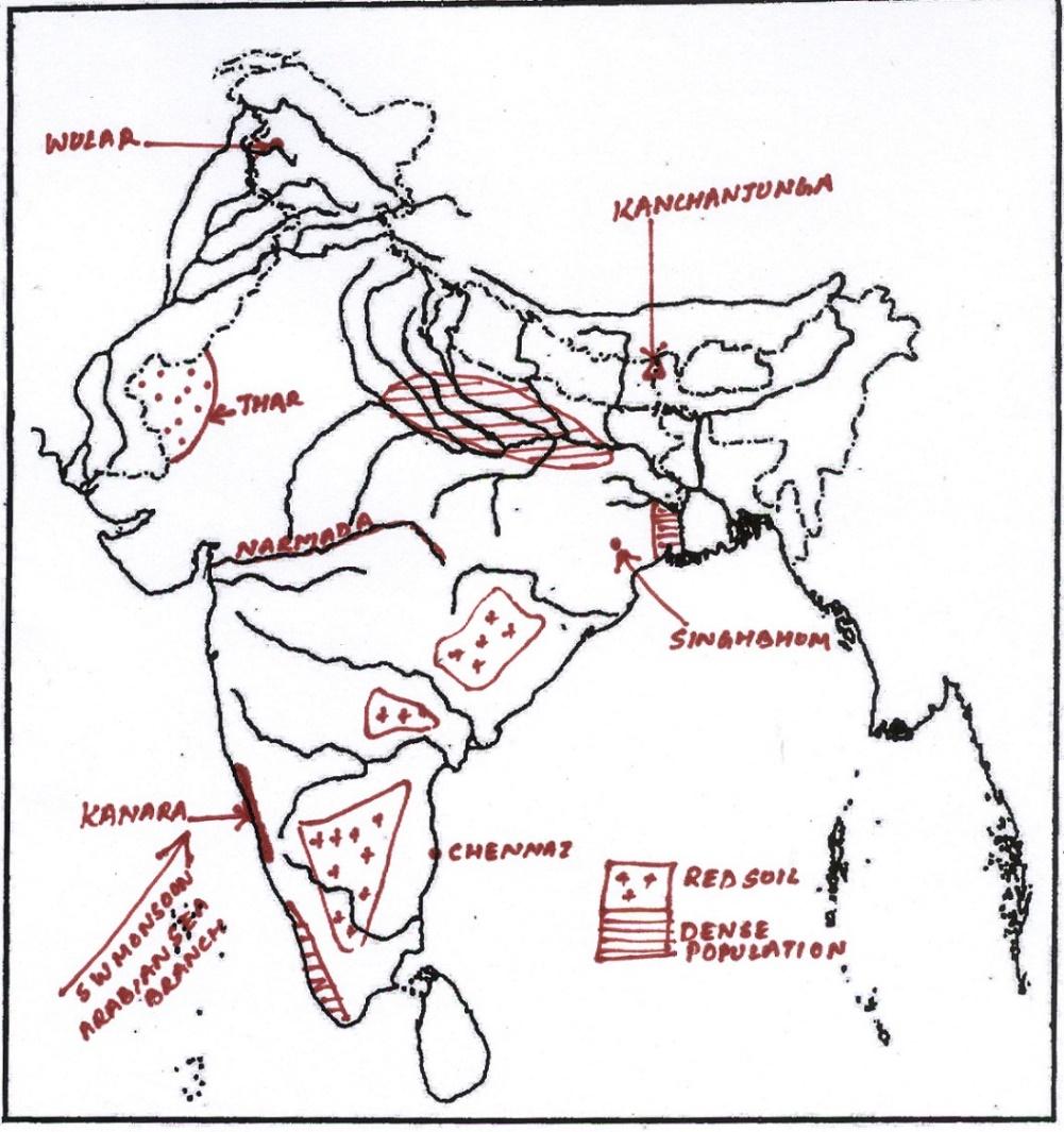 Question 2 MAP MARKING SCHEME PART II (50 Marks) Attempt any five questions from this Part Question 3 (a) (b) How is the winter rainfall of the northwest part of India different from the winter