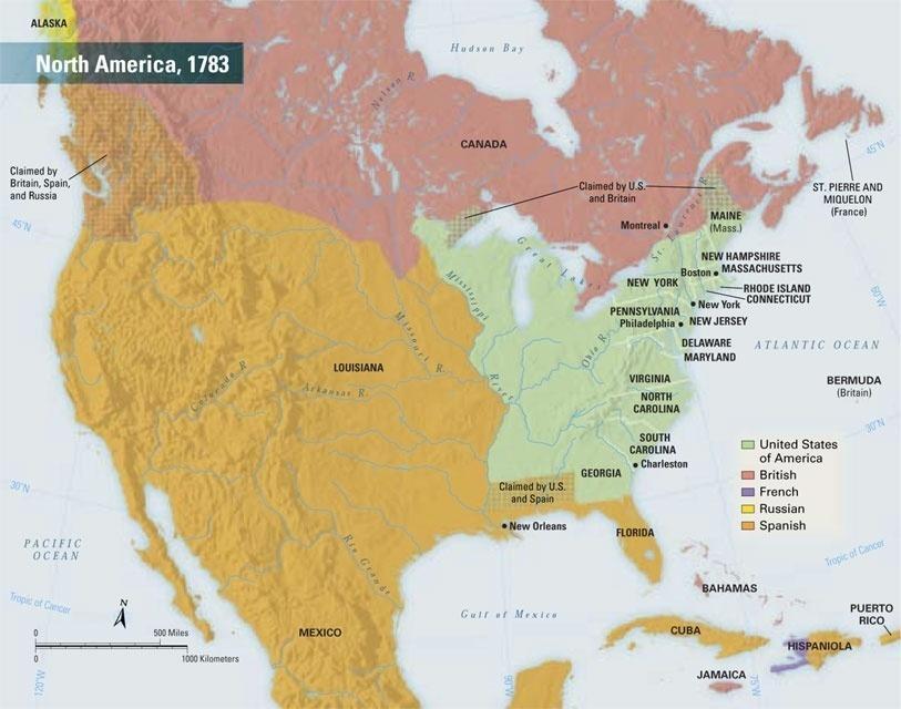 14) Explain the borders in the N,S, and W of the US?