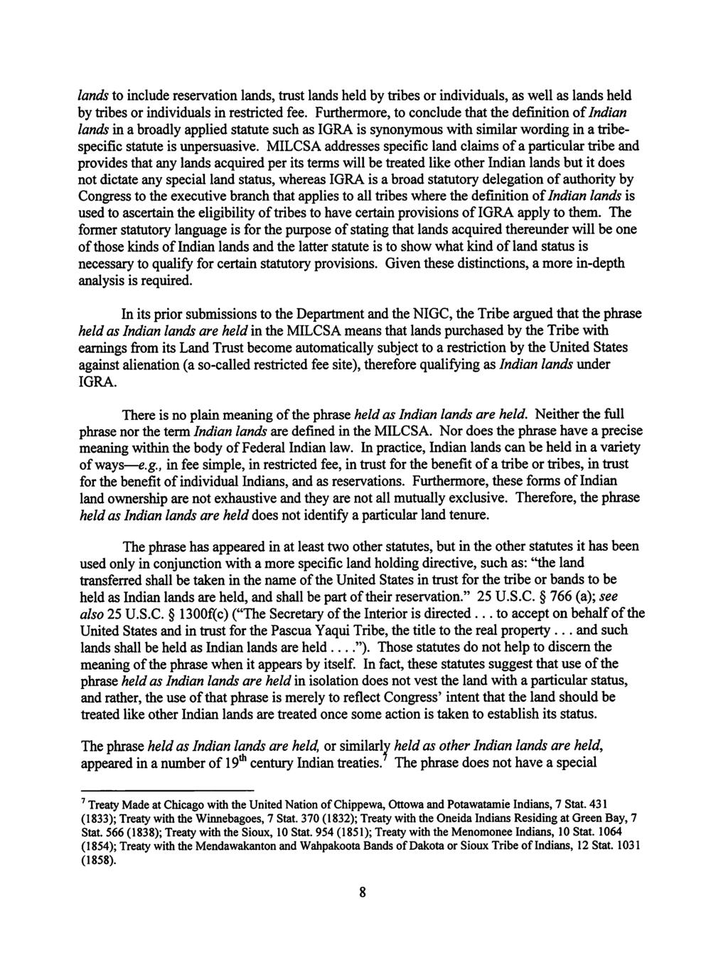Case 1:18-cv-02035-TNM Document 1-1 Filed 08/30/18 Page 9 of 17 lands to include reservation lands, trust lands held by tribes or individuals, as well as lands held by tribes or individuals in