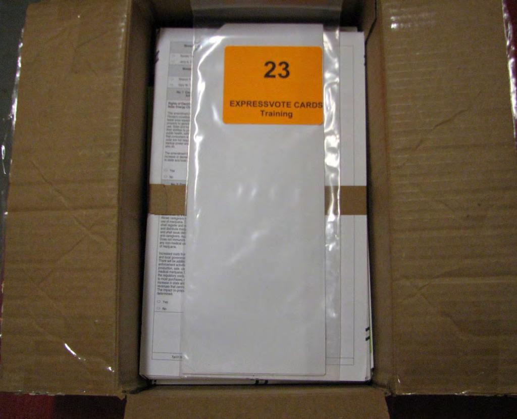 WORKBOOK Ballot Box 1 contains ONE ziplock bag of ADA ExpressVote Cards Remove
