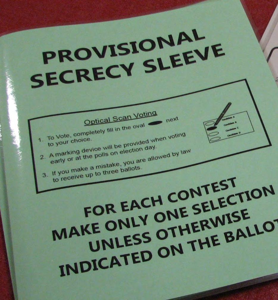 Throughout the Day Place ballot in GREEN Secrecy Sleeve Give voter the GREEN