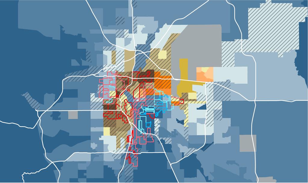 Gentrification Trends in 2000 The map below from 2000 shows the areas in metro Denver that were vulnerable to gentrification, as well as the racial and ethnic plurality of those areas.