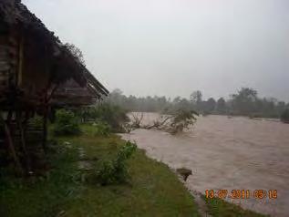 Some villagers here had to move away from the river [due to the flooding].