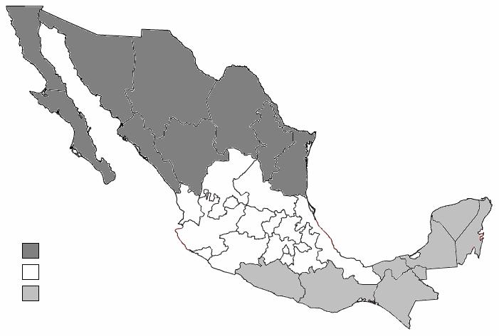 Map A. Regional classification of Mexico.