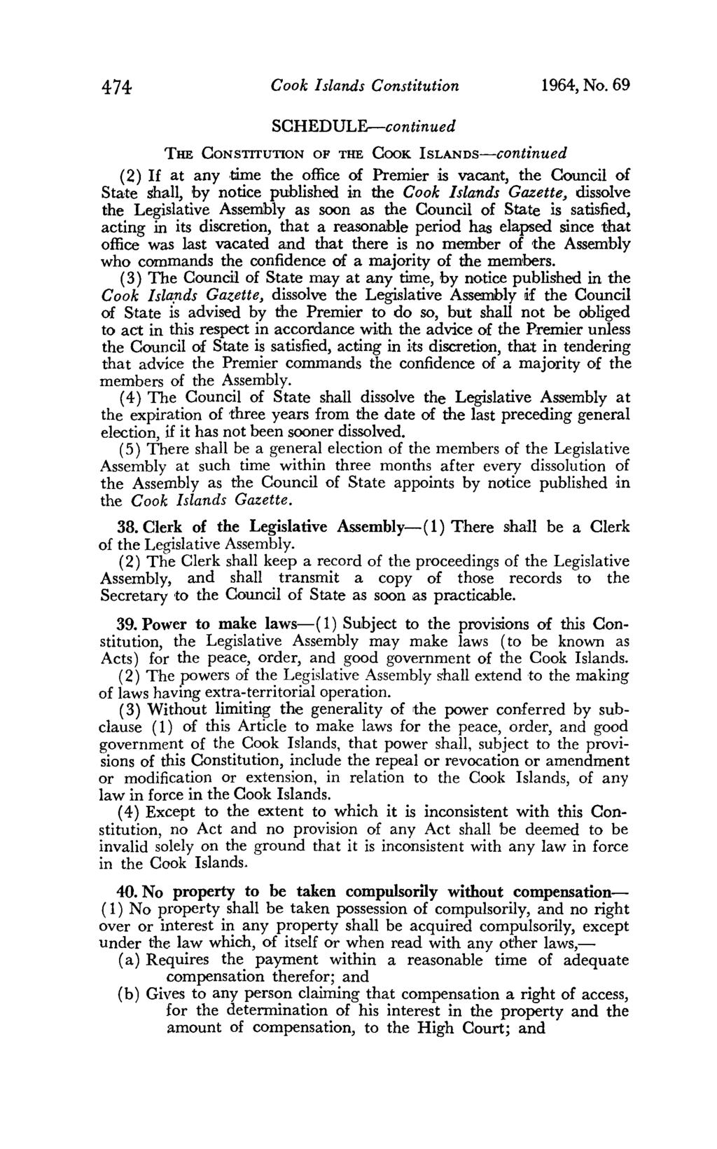 474 Cook Islands Constitution 1964, No.