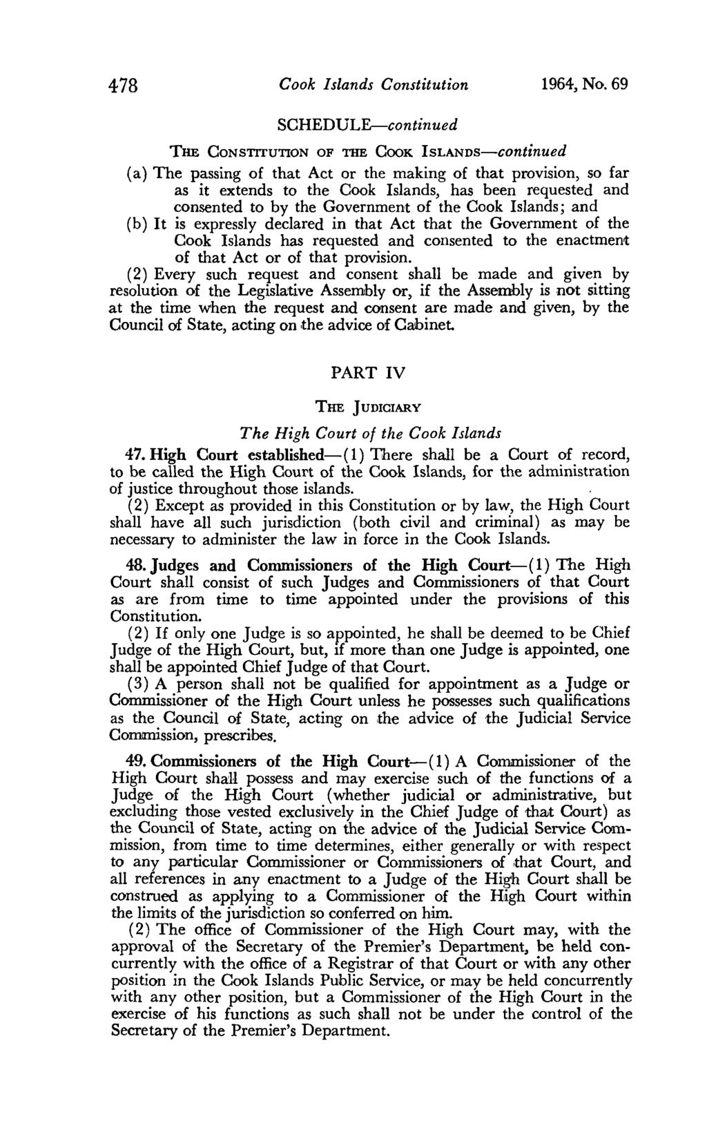 478 Cook Islands Constitution 1964, No.