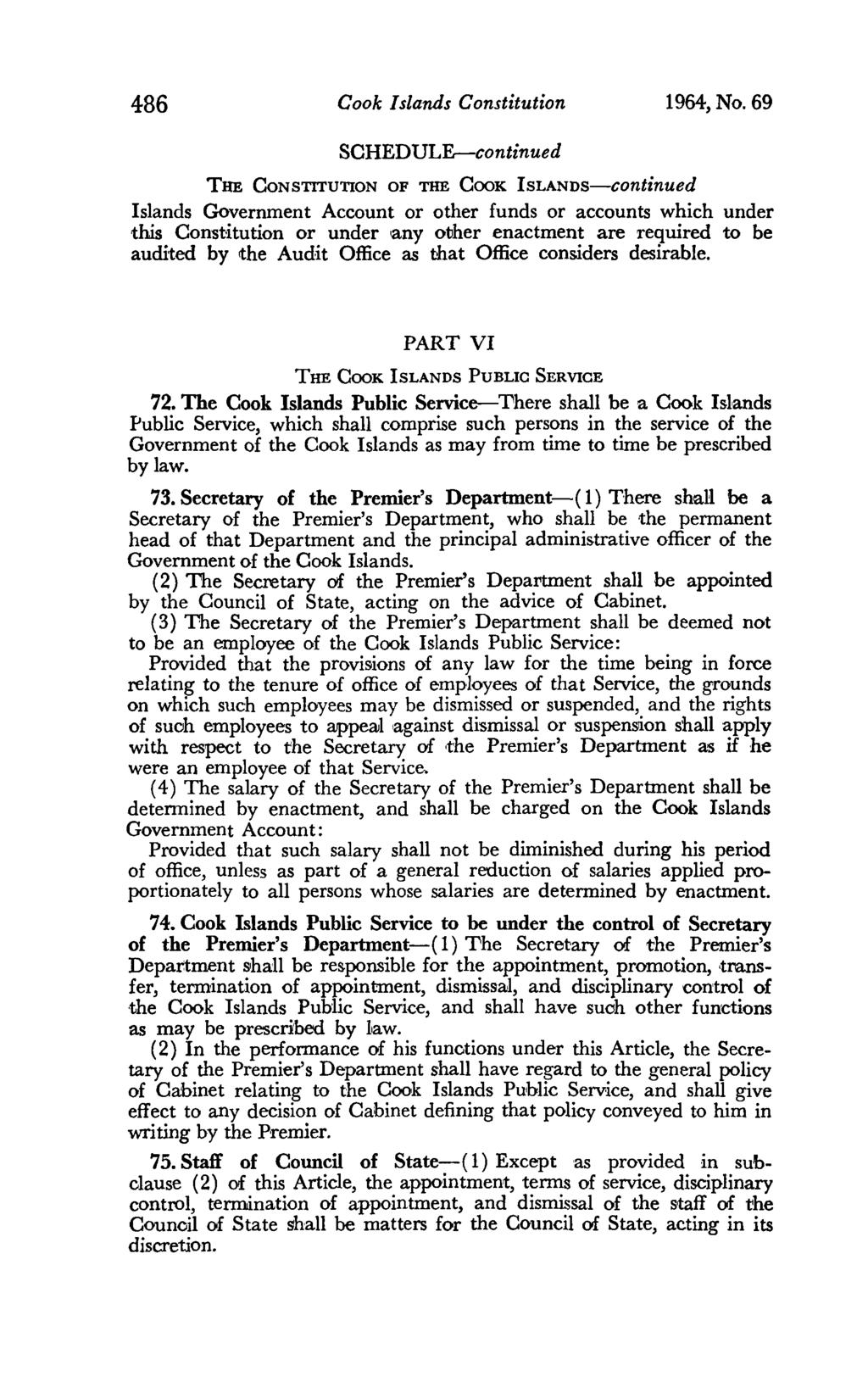 486 Cook Islands Constitution 1964,No.