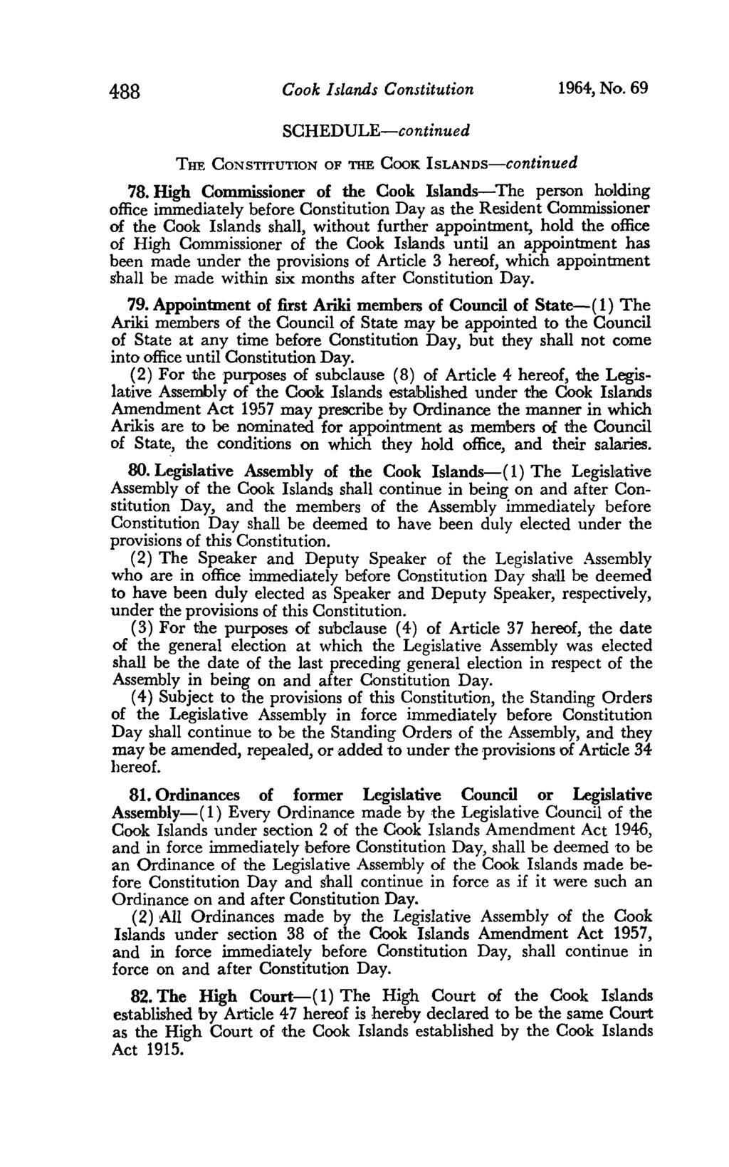 488 Cook Islands Constitution 1964, No. 69 78.