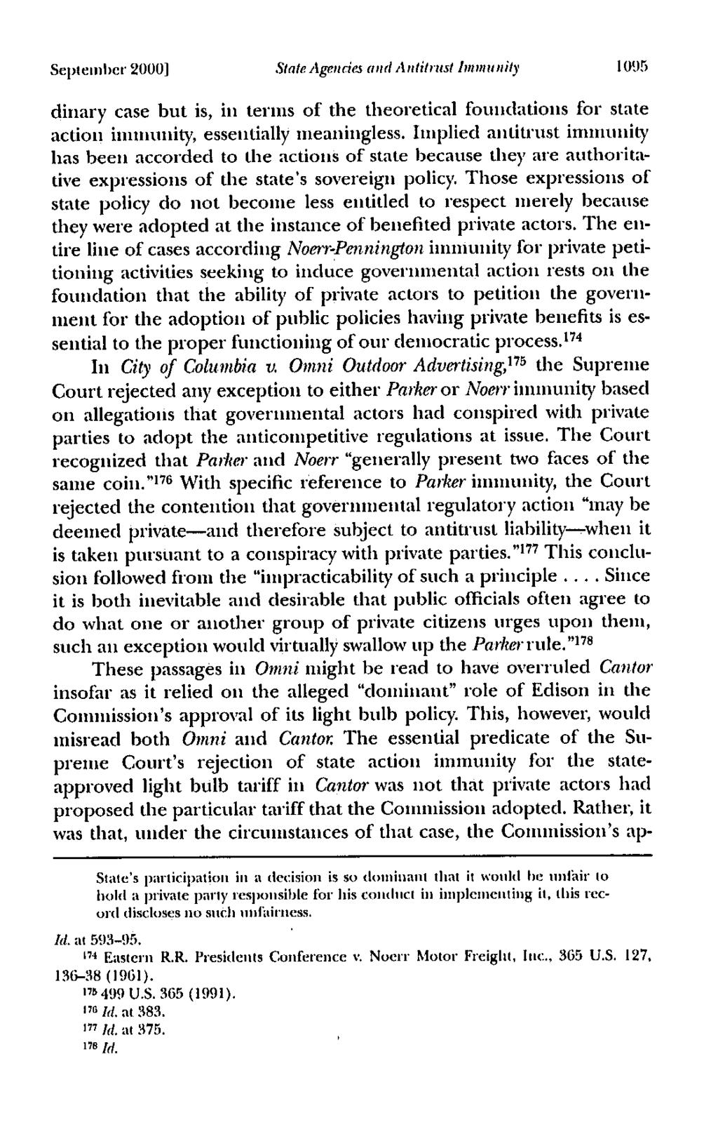 September 2000] State Agenrie3 and Antitrust immu nity1095 Binary case but is, in terms of the theoretical foundations for state action immunity, essentially meaningless.