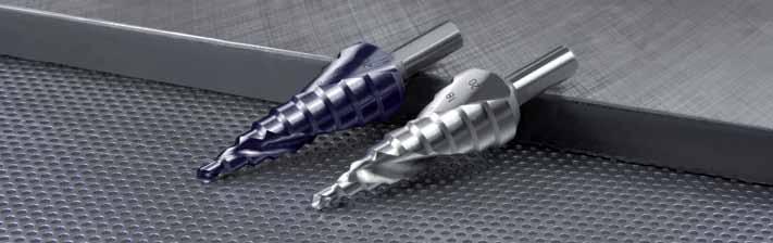 3 Ø2 Ø1 Step drills, cbn ground with 3 cutting edges The deepground flutes of step drills with 3 cutting edges guarantee absolutely chatterfree working.