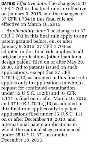 Further Rule Changes in 2015 Changes to Patent Term Adjustment in View of the