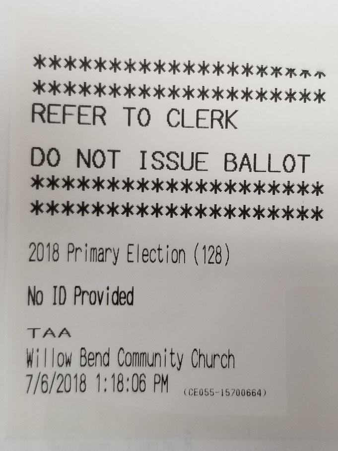 Voter Presents at Check In With No Acceptable ID Operator