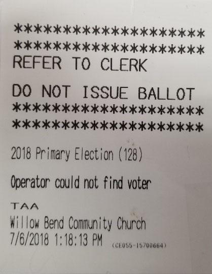 Operator Could Not Find Voter/ Eligibility is In Question Look for