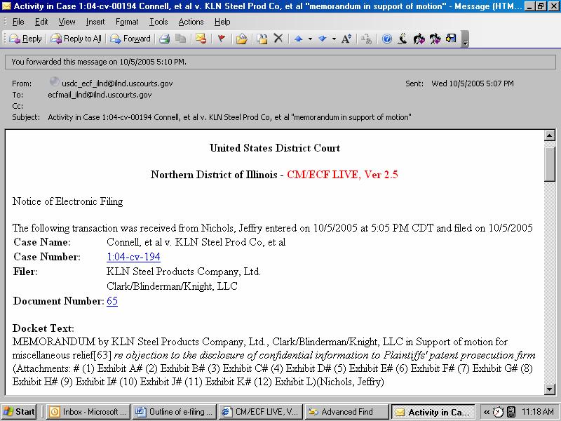 26 VI. VIDEOS REGARDING E-FILING A MOTION AND NOTICE OF MOTION AT THE NORTHERN DISTRICT OF ILLINOIS A. Video of e-filing a motion (to be shown during presentation). 1.