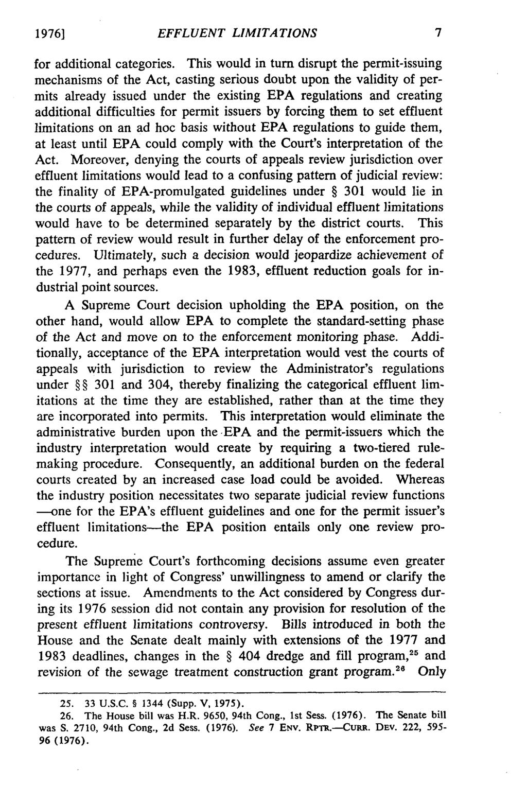 1976] EFFLUENT LIMITATIONS for additional categories.