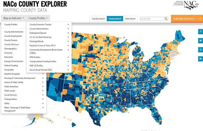 Legislative Update NACo County Explorer The NACo County Explorer is an online tool for individuals to search for county data and profiles for each of the 3,069 U.S.