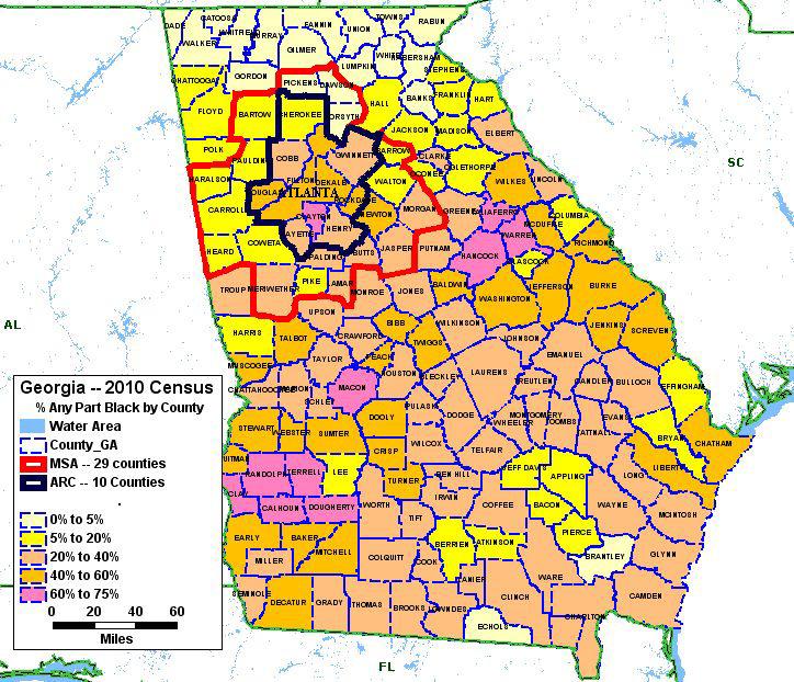 Case 1:17-cv-01427-TCB-MLB-BBM Document 180-1 Filed 08/06/18 Page 8 of 84 Figure 2 Georgia Percent Black by County 2010 Census 20.