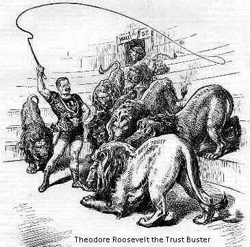Trusts during the Teddy Roosevelt Era 1900 4/5 of US industry controlled by trusts