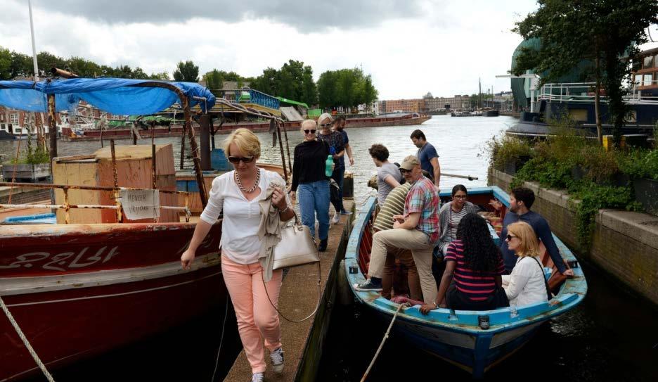Work Opportunities Boats used by refugees to reach safety in Europe are now being repurposed as tour boats on the canals of Amsterdam, with refugees serving