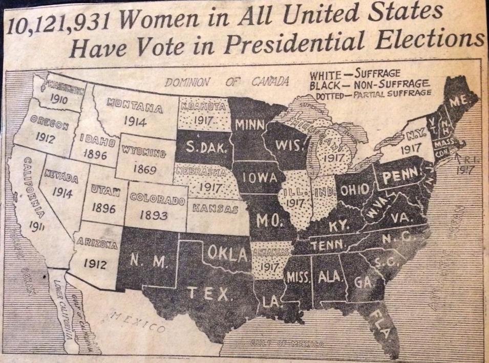 New York State became the first state east of the Mississippi to grant full suffrage to women.