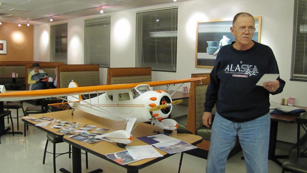 Show & Tell: Tom Poole presented his ¼ Scale Monocoupe 90A built from an Ikon Northwest kit which is no longer in business.