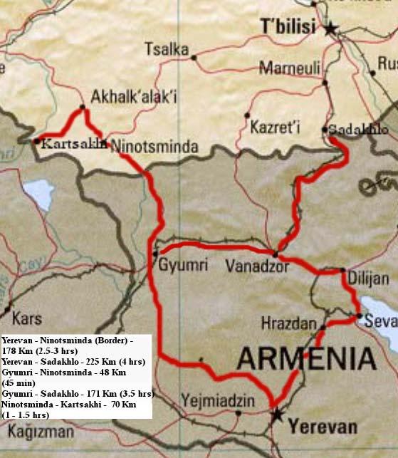 Appendix 6: Map of Armenia showing main transit routes through Ninotsminda and Sadakhlo Source: Based on a map found at