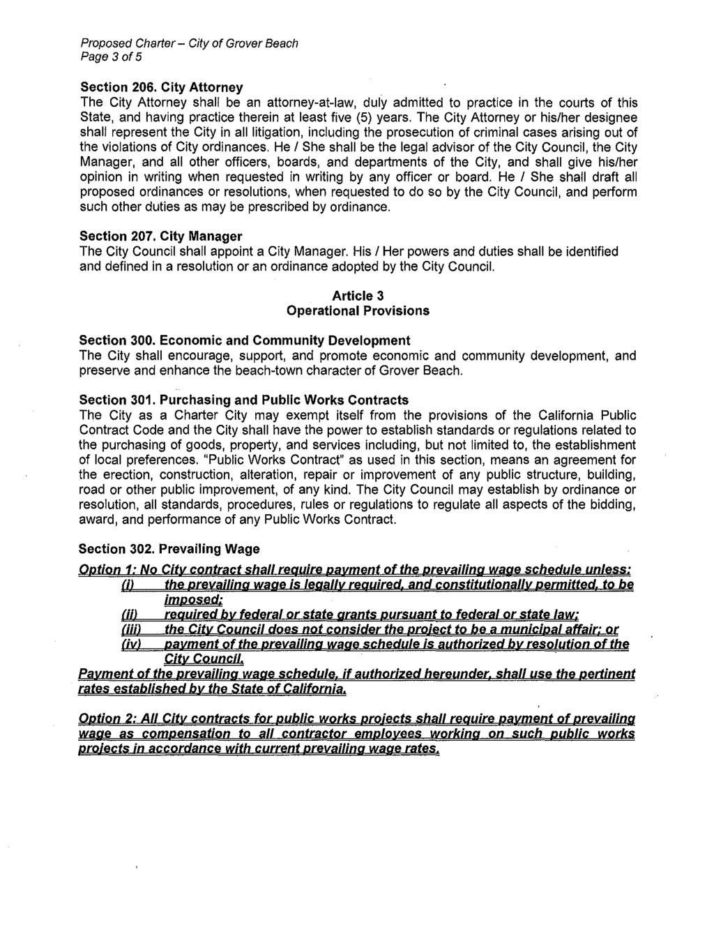 Proposed Charter - City of Grover Beach Page 3 of 5 Section 206.